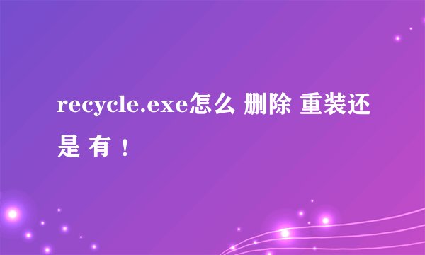 recycle.exe怎么 删除 重装还是 有 ！