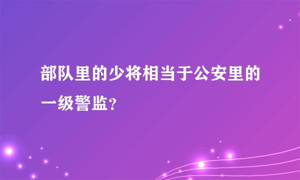 部队里的少将相当于公安里的一级警监？