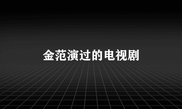 金范演过的电视剧