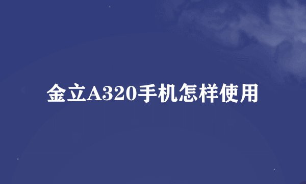 金立A320手机怎样使用