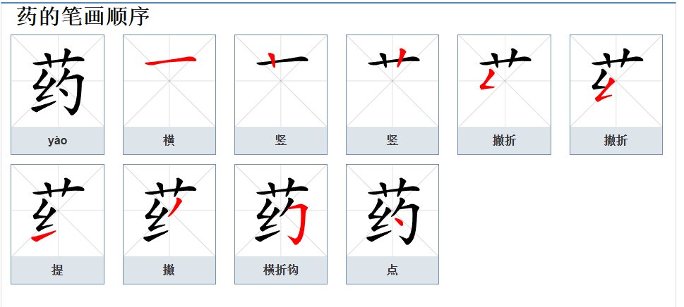 药的部首和组词