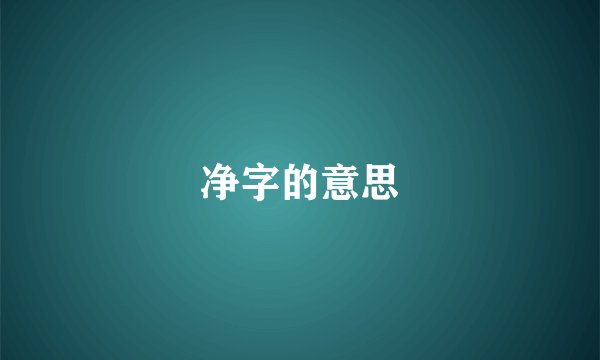 净字的意思