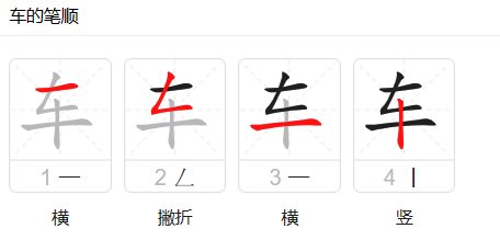车的笔顺笔顺