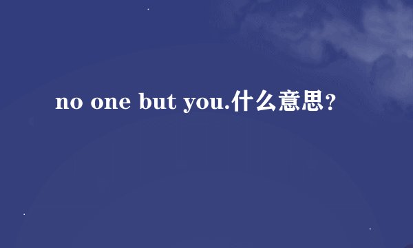no one but you.什么意思？