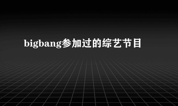 bigbang参加过的综艺节目
