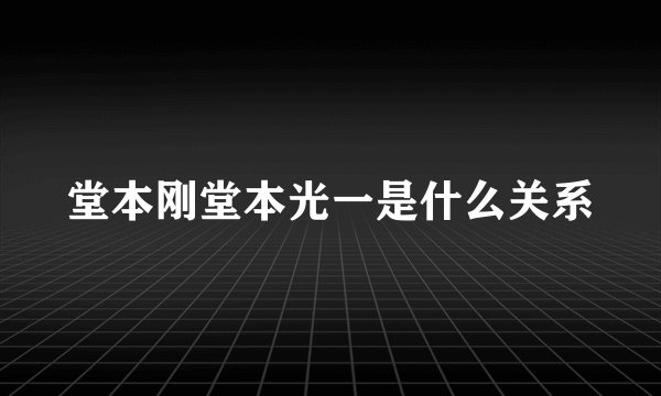 堂本刚堂本光一是什么关系