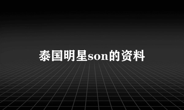 泰国明星son的资料