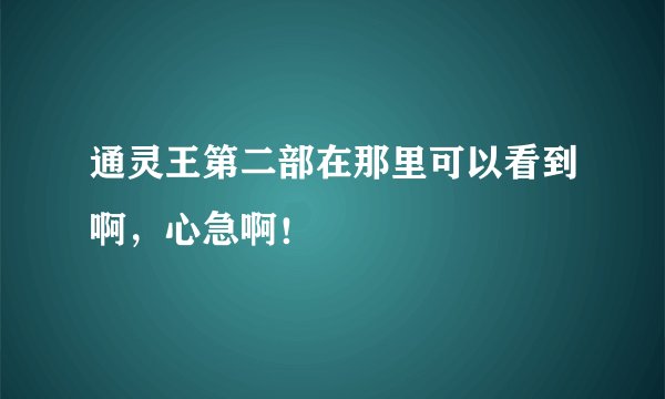 通灵王第二部在那里可以看到啊，心急啊！