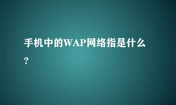手机中的WAP网络指是什么？