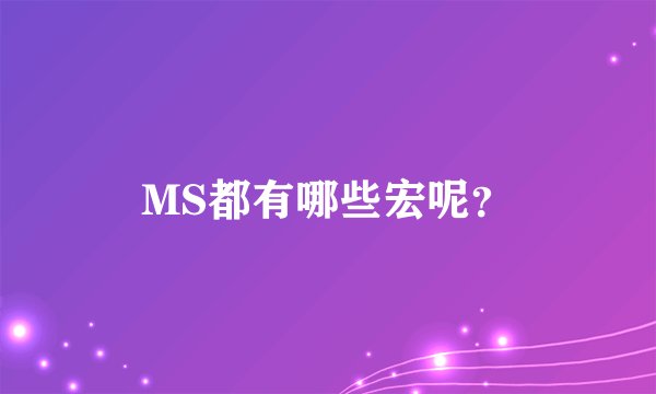 MS都有哪些宏呢？