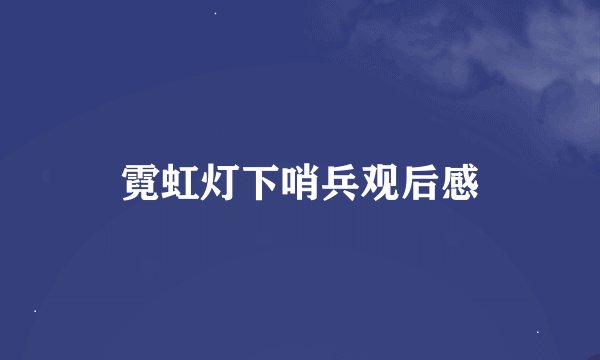 霓虹灯下哨兵观后感