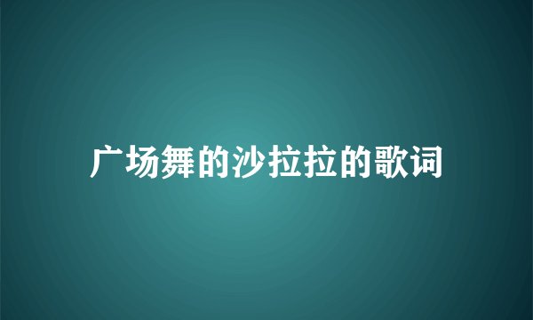 广场舞的沙拉拉的歌词