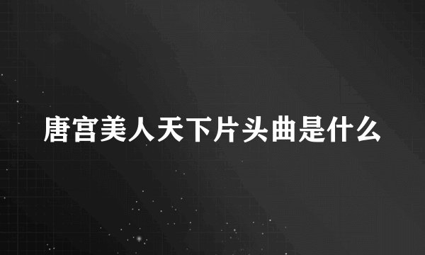 唐宫美人天下片头曲是什么