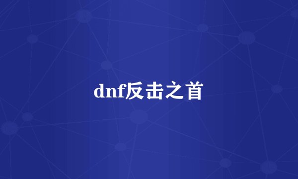 dnf反击之首