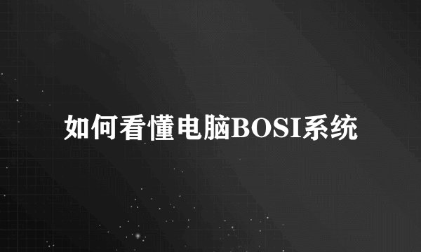 如何看懂电脑BOSI系统