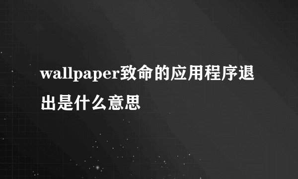 wallpaper致命的应用程序退出是什么意思