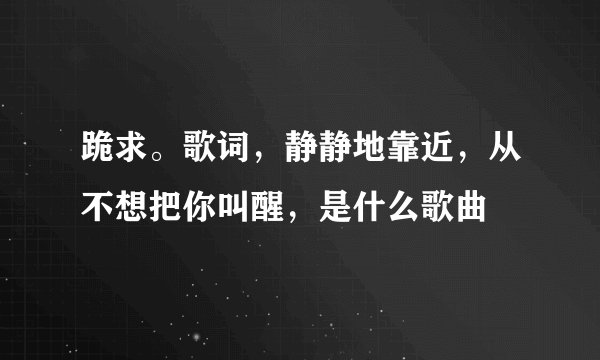 跪求。歌词，静静地靠近，从不想把你叫醒，是什么歌曲