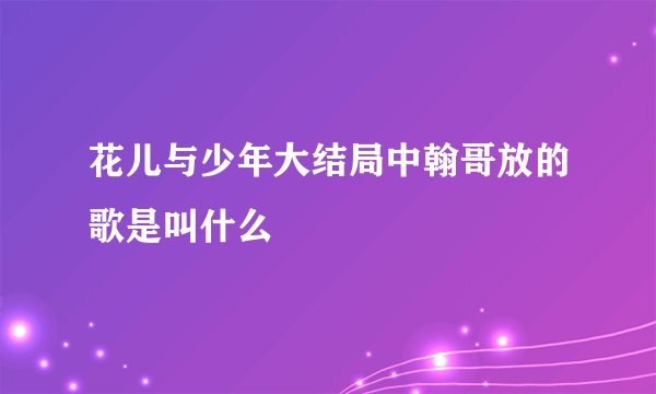 花儿与少年大结局中翰哥放的歌是叫什么