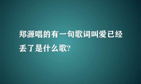 郑源唱的有一句歌词叫爱已经丢了是什么歌?