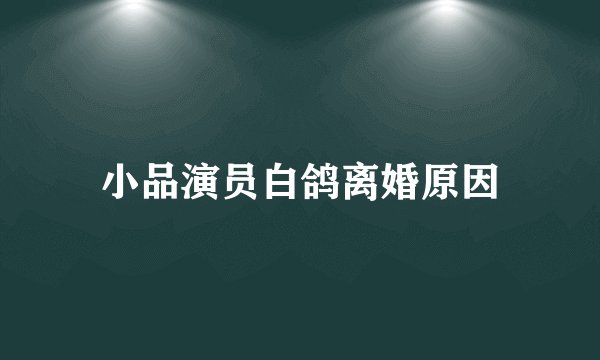 小品演员白鸽离婚原因