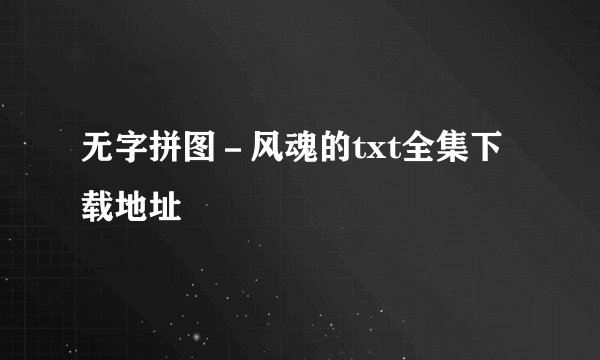 无字拼图－风魂的txt全集下载地址