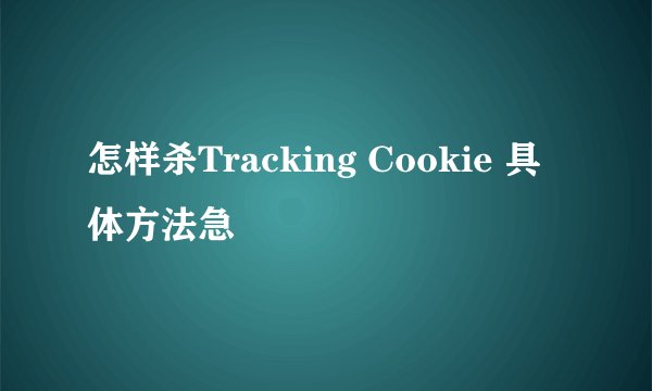 怎样杀Tracking Cookie 具体方法急