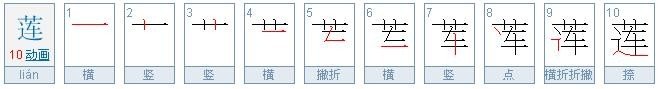莲字的笔画顺序怎么写