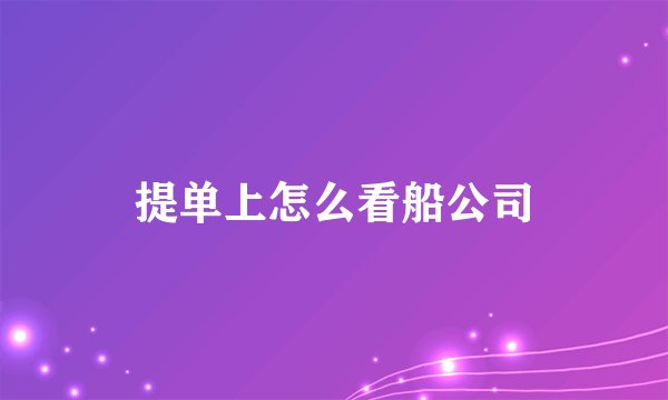 提单上怎么看船公司