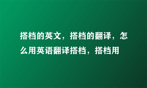 搭档的英文，搭档的翻译，怎么用英语翻译搭档，搭档用