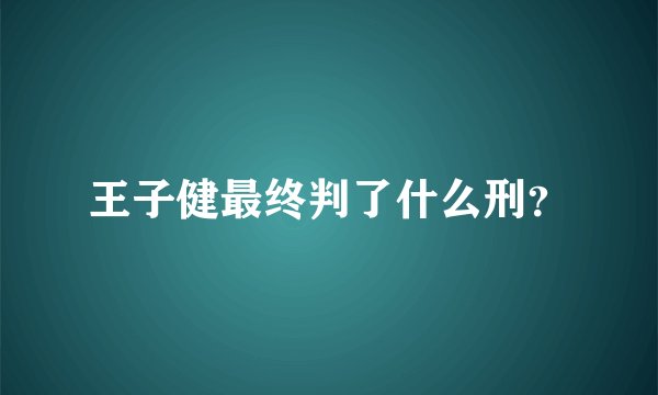 王子健最终判了什么刑？
