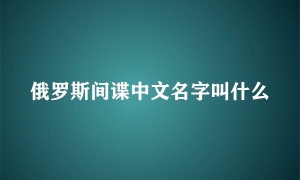 俄罗斯间谍中文名字叫什么