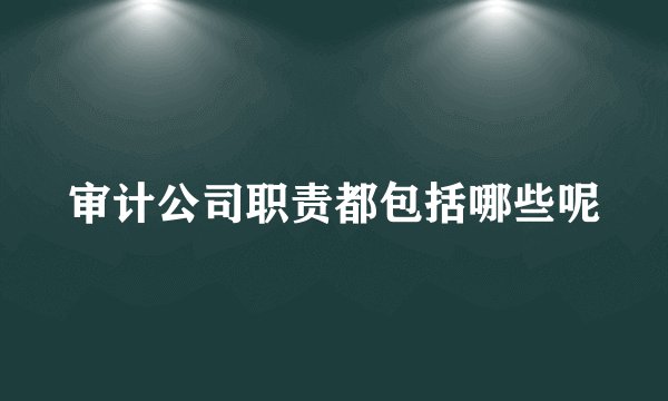 审计公司职责都包括哪些呢