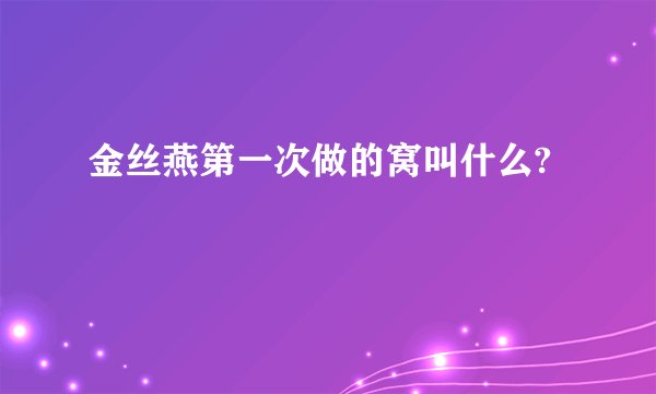 金丝燕第一次做的窝叫什么?