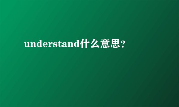 understand什么意思？