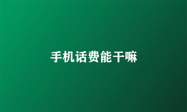 手机话费能干嘛