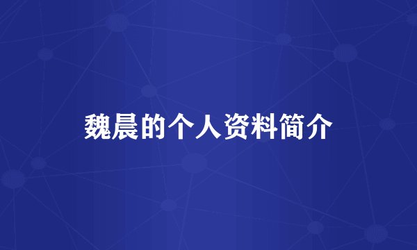 魏晨的个人资料简介