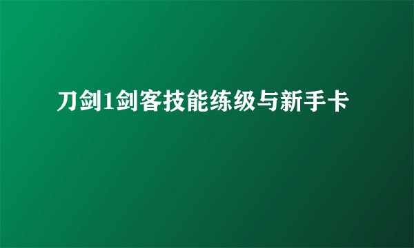 刀剑1剑客技能练级与新手卡