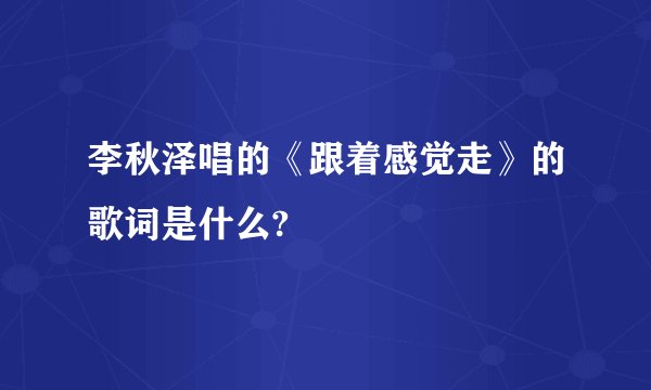 李秋泽唱的《跟着感觉走》的歌词是什么?