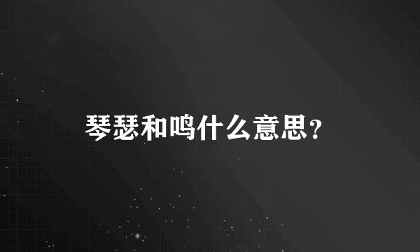 琴瑟和鸣什么意思？