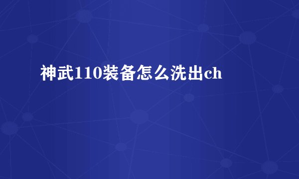 神武110装备怎么洗出ch