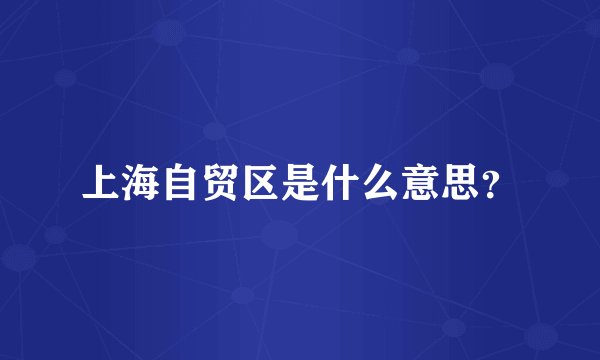 上海自贸区是什么意思？