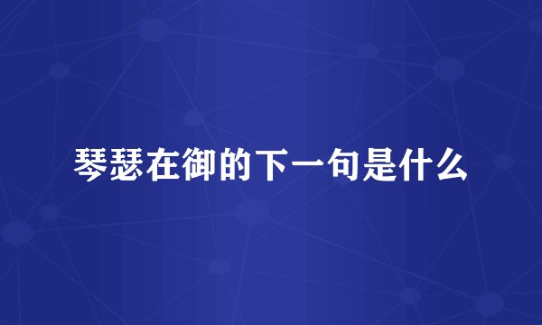 琴瑟在御的下一句是什么