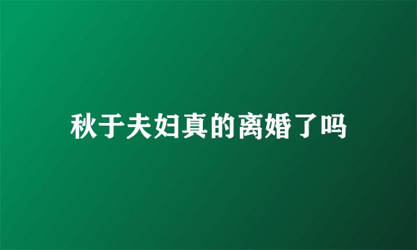 秋于夫妇真的离婚了吗