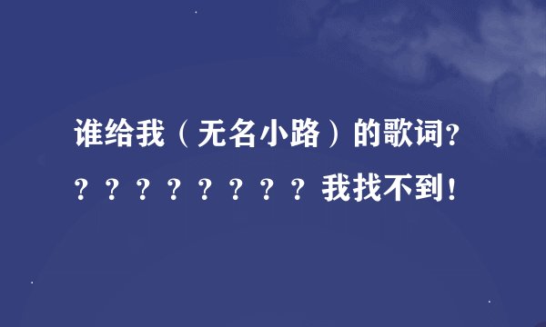 谁给我（无名小路）的歌词？？？？？？？？？我找不到！