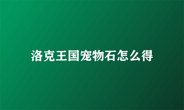 洛克王国宠物石怎么得