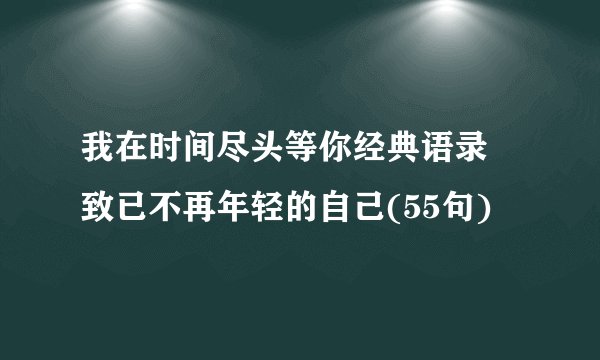 我在时间尽头等你经典语录 致已不再年轻的自己(55句)