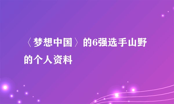 〈梦想中国〉的6强选手山野的个人资料