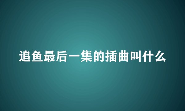 追鱼最后一集的插曲叫什么
