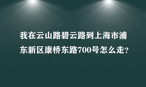 我在云山路碧云路到上海市浦东新区康桥东路700号怎么走？