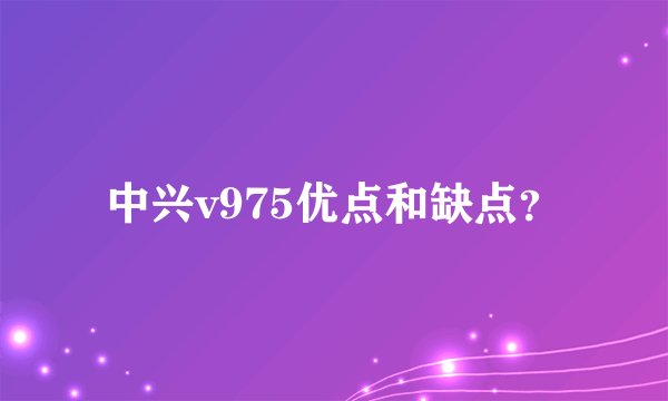 中兴v975优点和缺点？